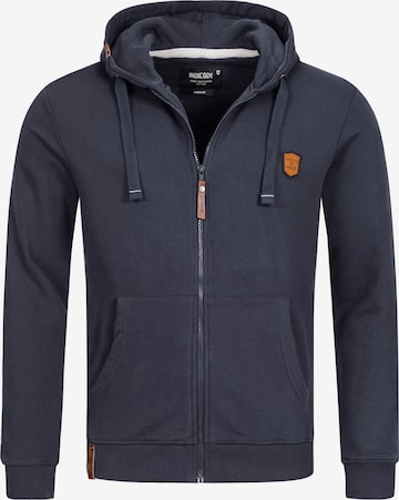 INDICODE JEANS Zip-Up Hoodie 'Braidwood' in Blue: front