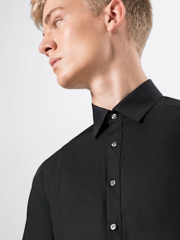 OLYMP Slim fit Koszula biznesowa 'Level 5 Uni TN' w kolorze czarny