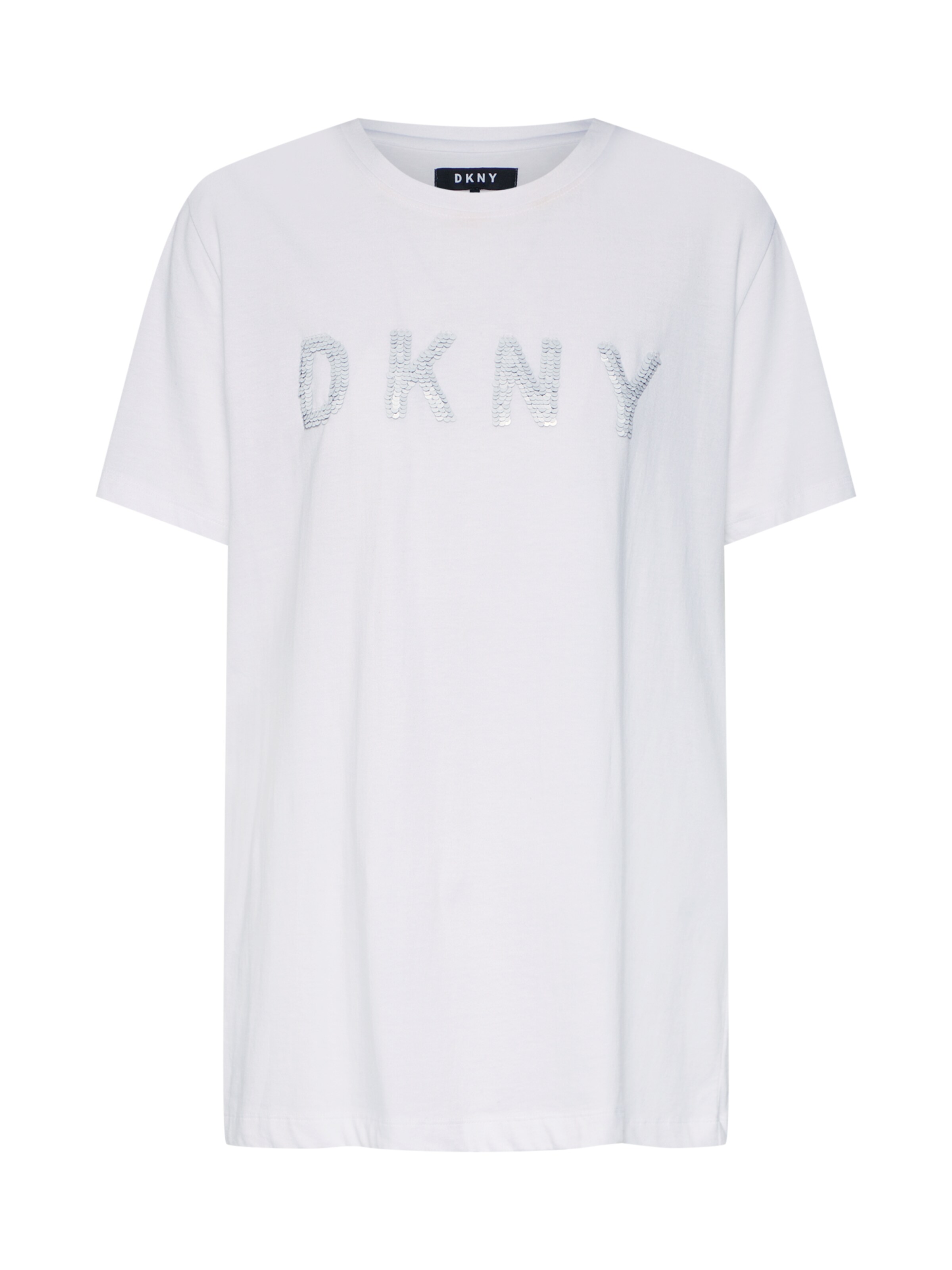 DKNY - Shirt 'SEQUIN FELT LOGO TEE' in de kleur Zwart