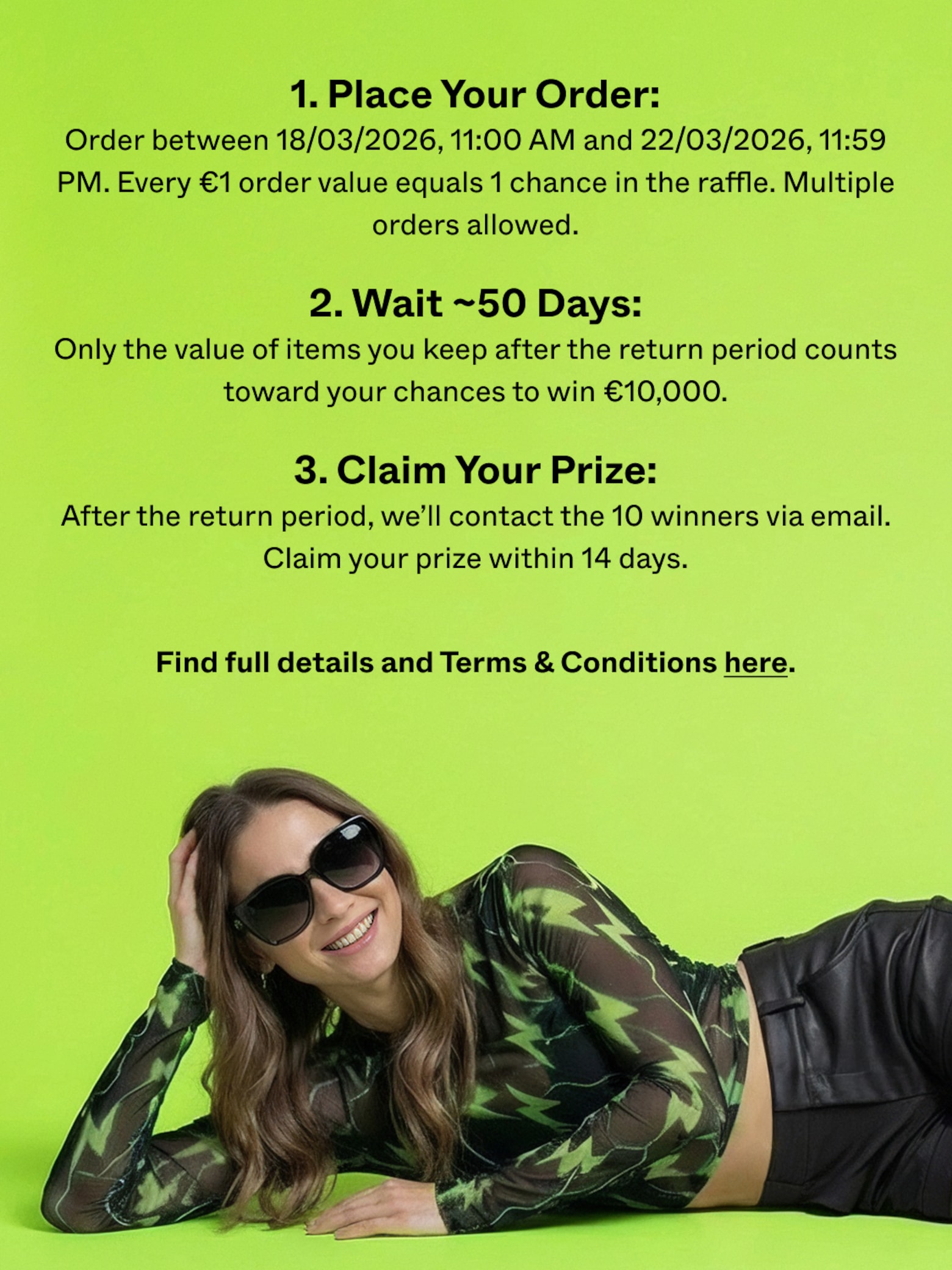 Shop now and get your chance to claim 1 of 10 credits Win €10,000 Shopping Credit