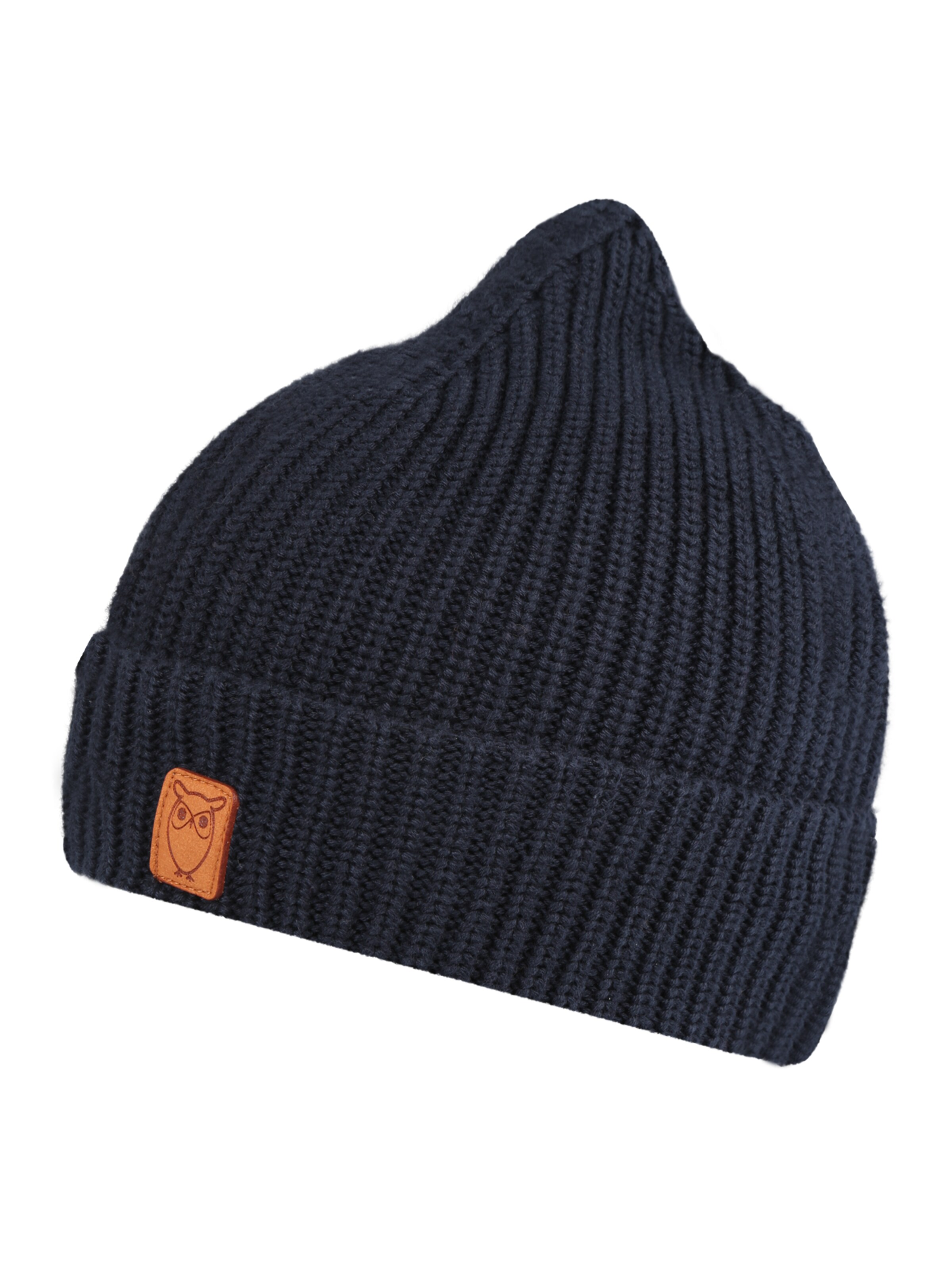 KnowledgeCotton Apparel - Muts 'Ribbing - GOTS' in de kleur Donkerblauw