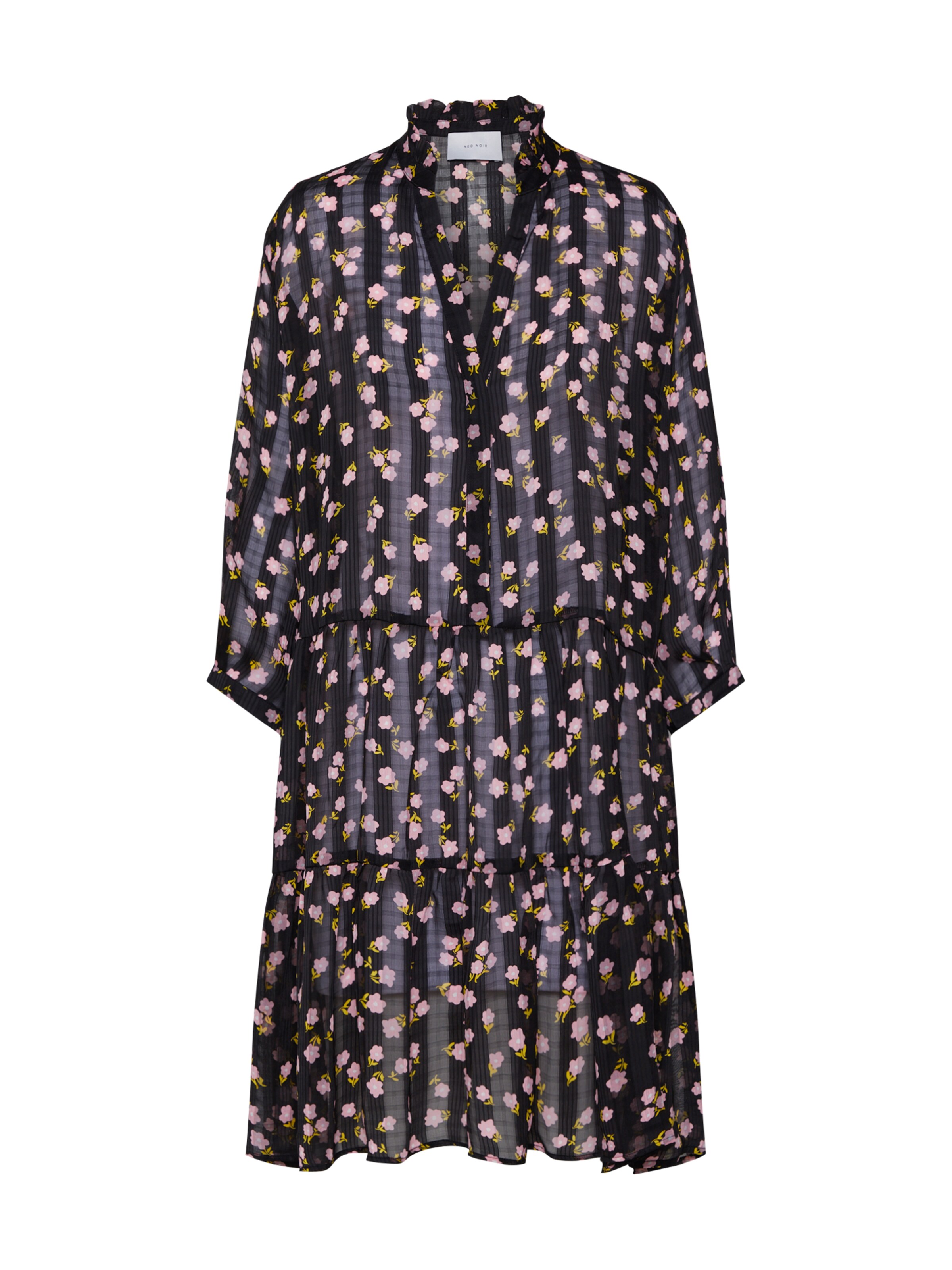 Neo Noir - Blousejurk 'Fame Printed Dress' in de kleur Geel