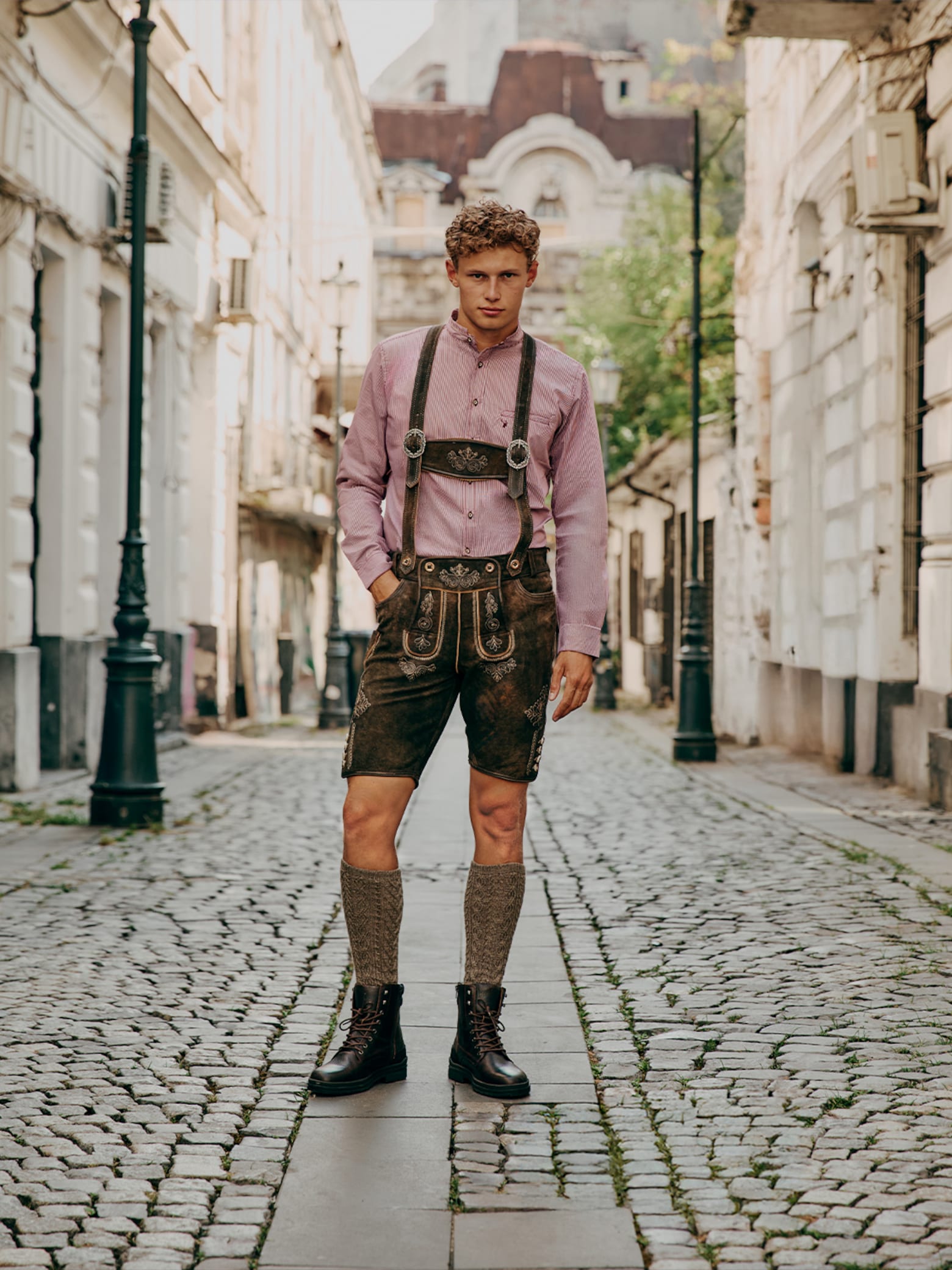 Dominik T - Red Gingham Shirt Trachten Look