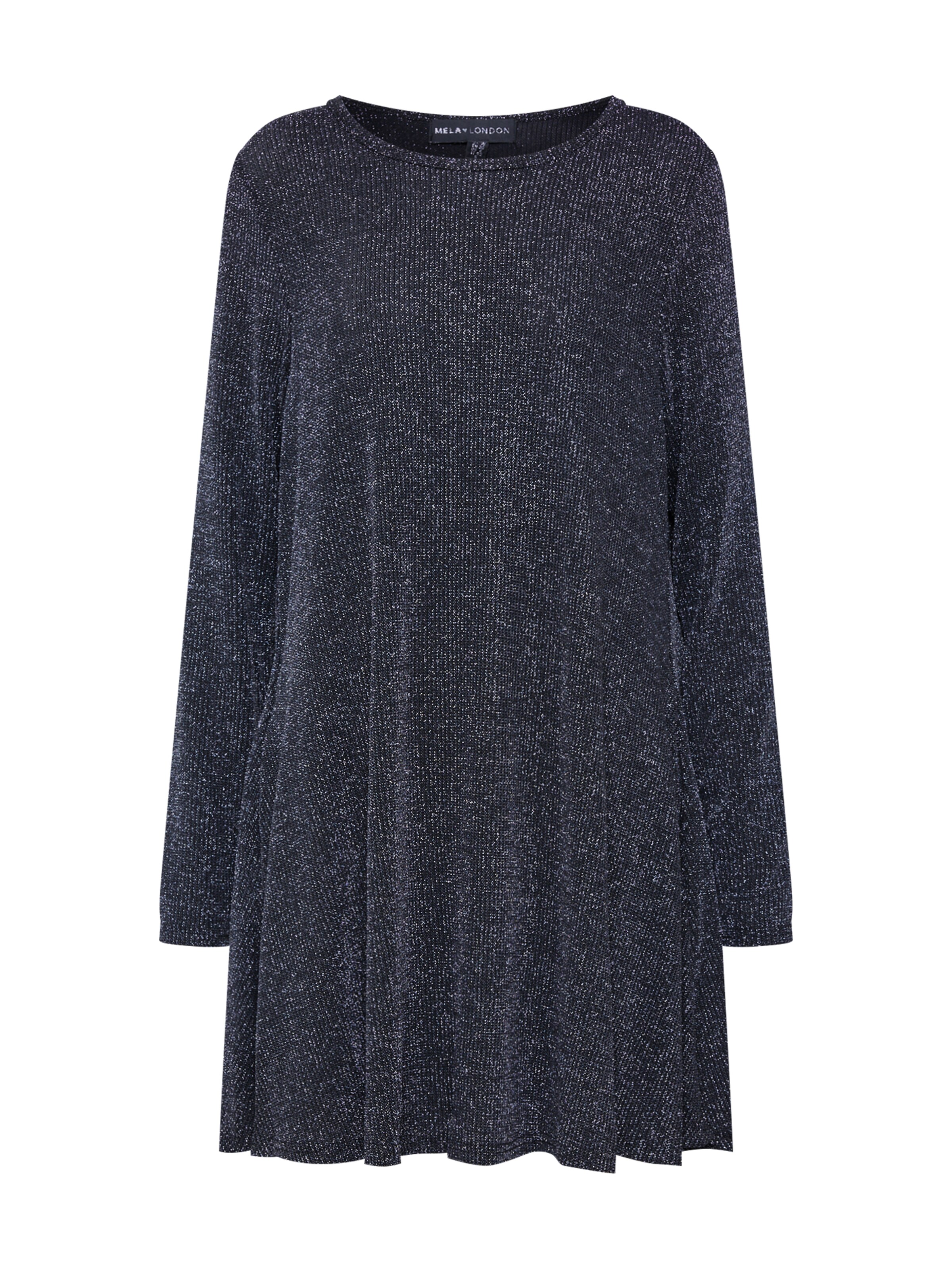 Mela London - Jurk 'SHIMMER LONG SLEEVE TUNIC DRESS' in de kleur Zwart