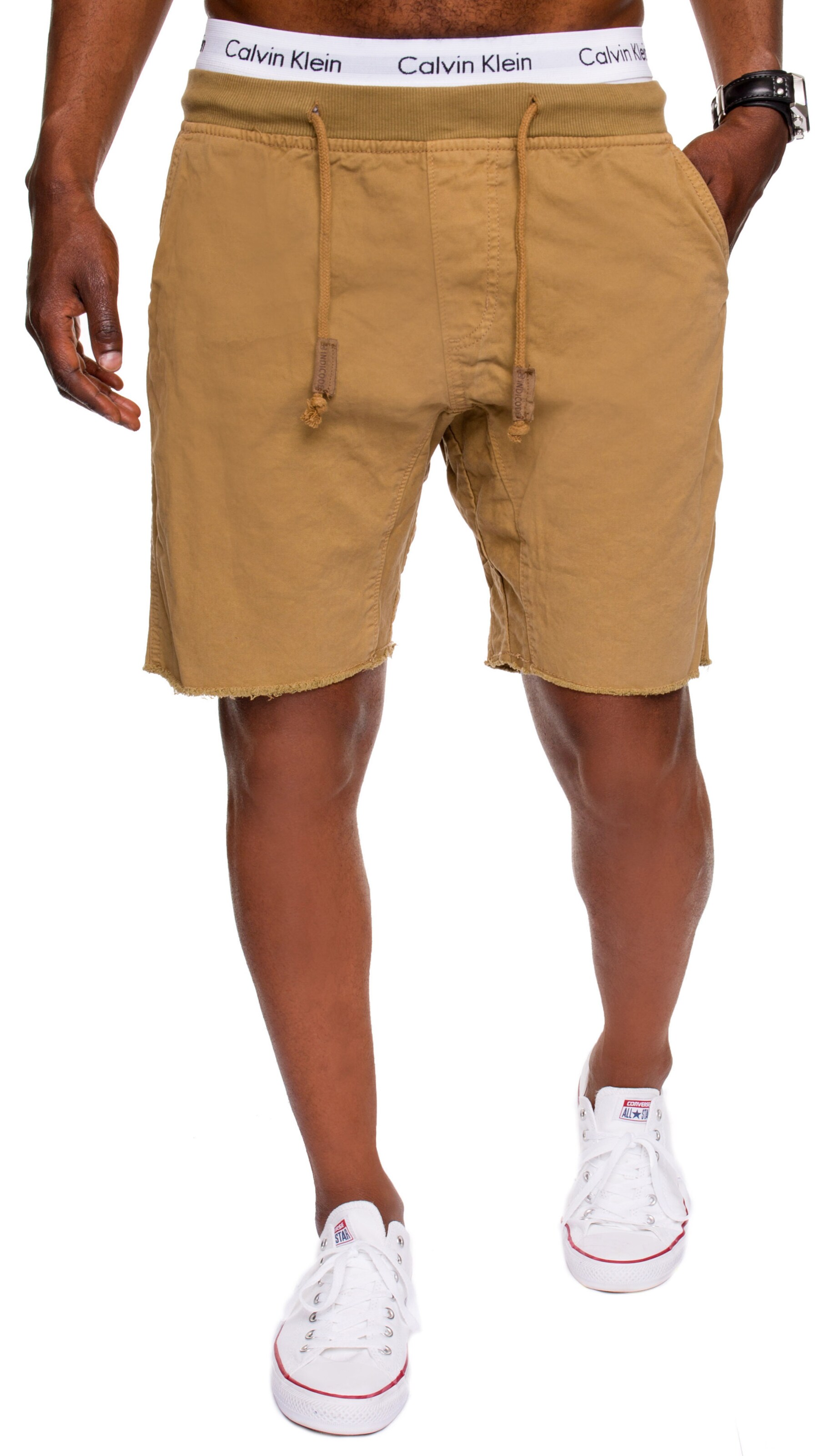 INDICODE JEANS Loose fit Chino Pants 'Carver' in Beige: front