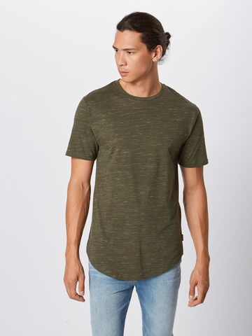 T-Shirt 'onsMATTY MELANGE LONGY TEE' Only & Sons en vert