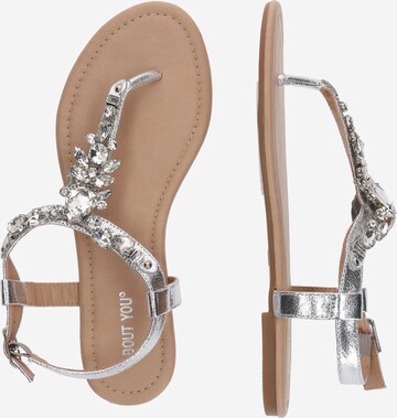 ABOUT YOU T-bar sandals 'Zazou' in Silver