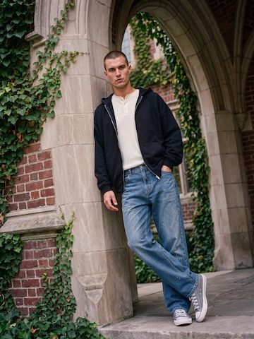 Navy Zip Hoodie & Denim Uni Look