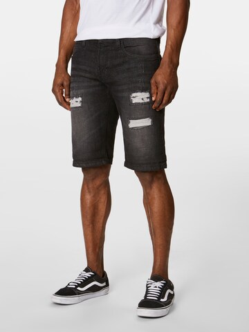 INDICODE JEANS Regular Shorts 'Kaden Holes' in Schwarz