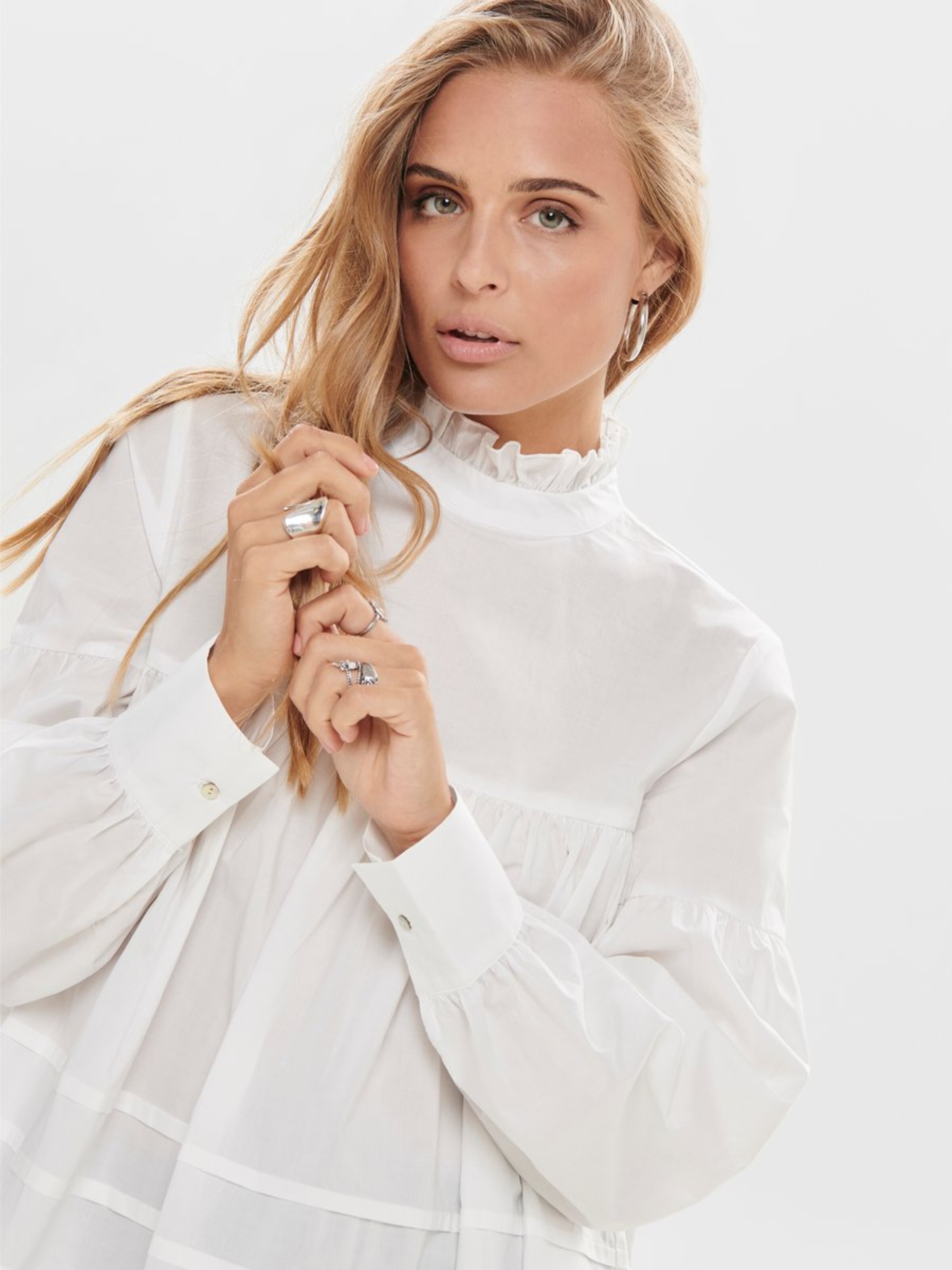 Robes Robe-chemise Popeline ONLY en Blanc 