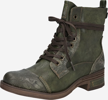 MUSTANG Lace-Up Ankle Boots in Green: front