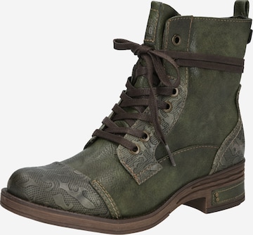 MUSTANG Lace-up bootie in Green: front