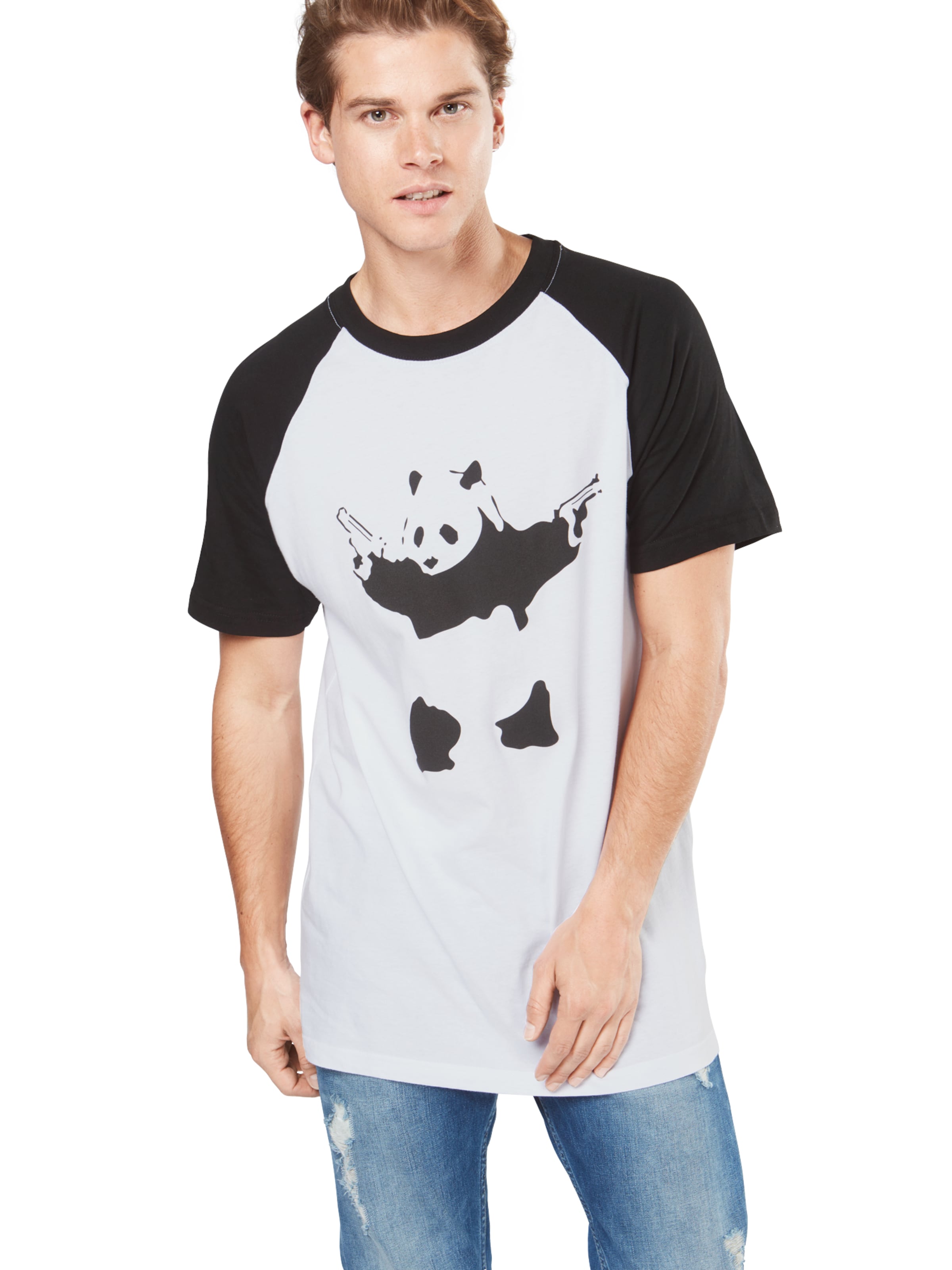 Mister Tee Тениска 'Banksy Panda' в бяло: отпред