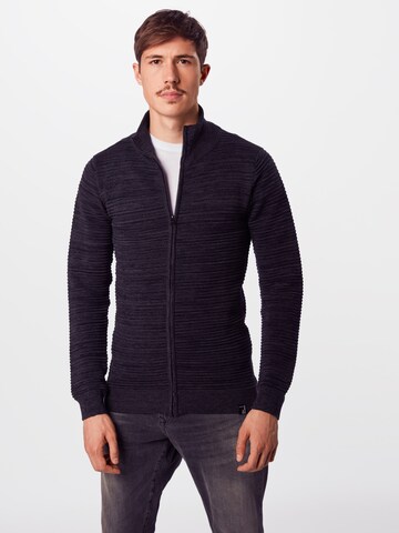 INDICODE JEANS Gebreid vest 'Badric' in Grijs: voorkant