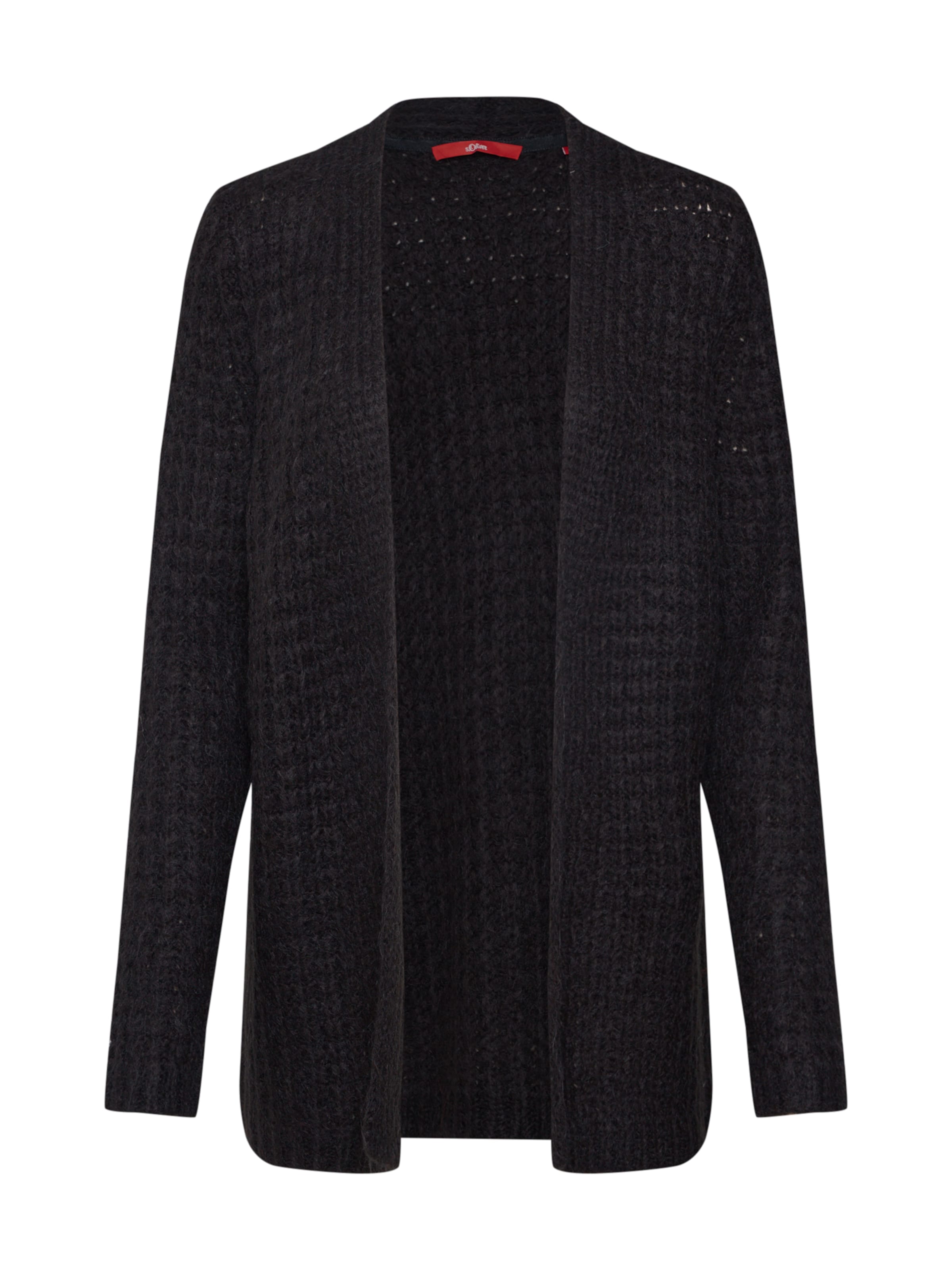 s.Oliver - Gebreid vest 'STRICKJACKE LANGARM' in de kleur Zwart