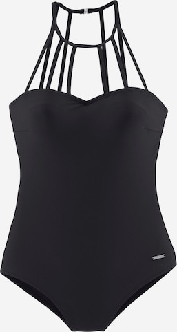 BRUNO BANANIHigh neck Jednodijelni kupaći kostim - crna boja: prednji dio