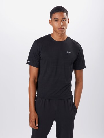 NIKE - Camiseta funcional 'Miler' en negro: frente