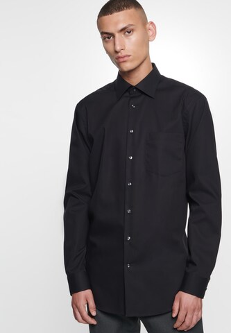 SEIDENSTICKER Regular fit Business Shirt in Black: front