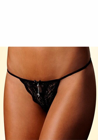 PETITE FLEUR GOLD Thong in Black: front