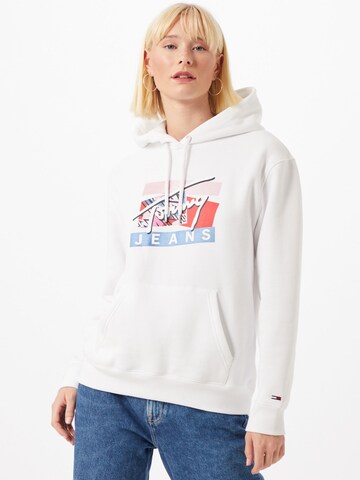 Tommy Jeans Sweatshirt in Wit: voorkant