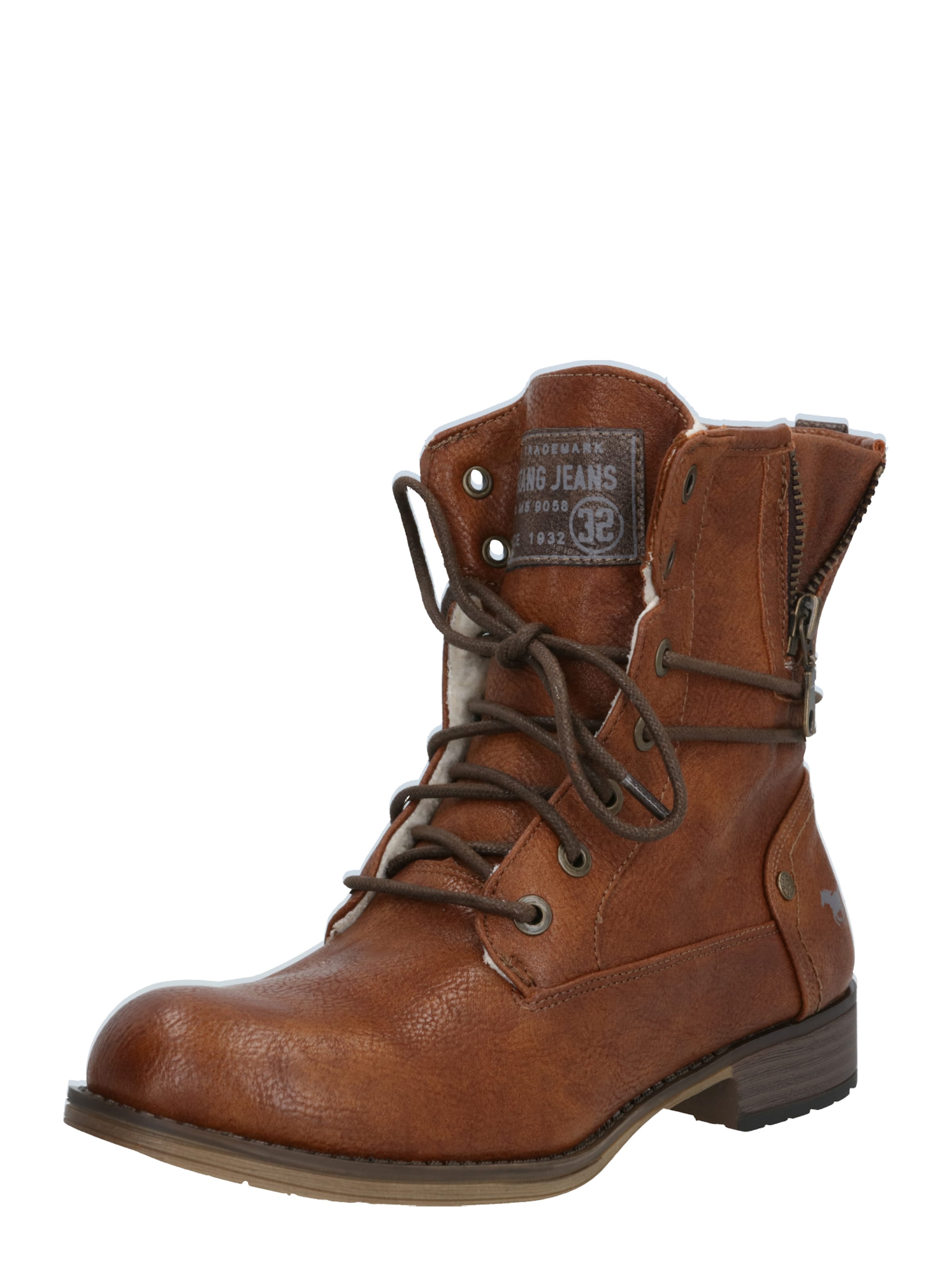 MUSTANG Lace-up bootie in Brown: front