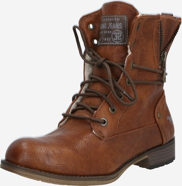 MUSTANG Lace-Up Ankle Boots in Brown: front