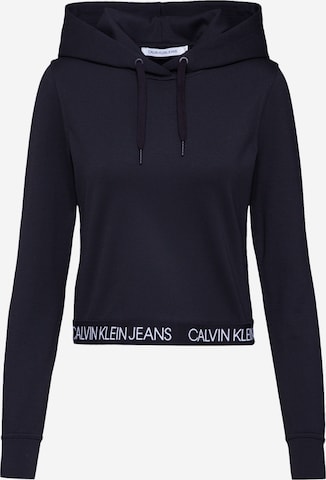 Calvin Klein Jeans Sweatshirt 'LOGO ELASTIC MILANO HOODIE' – černá: přední strana