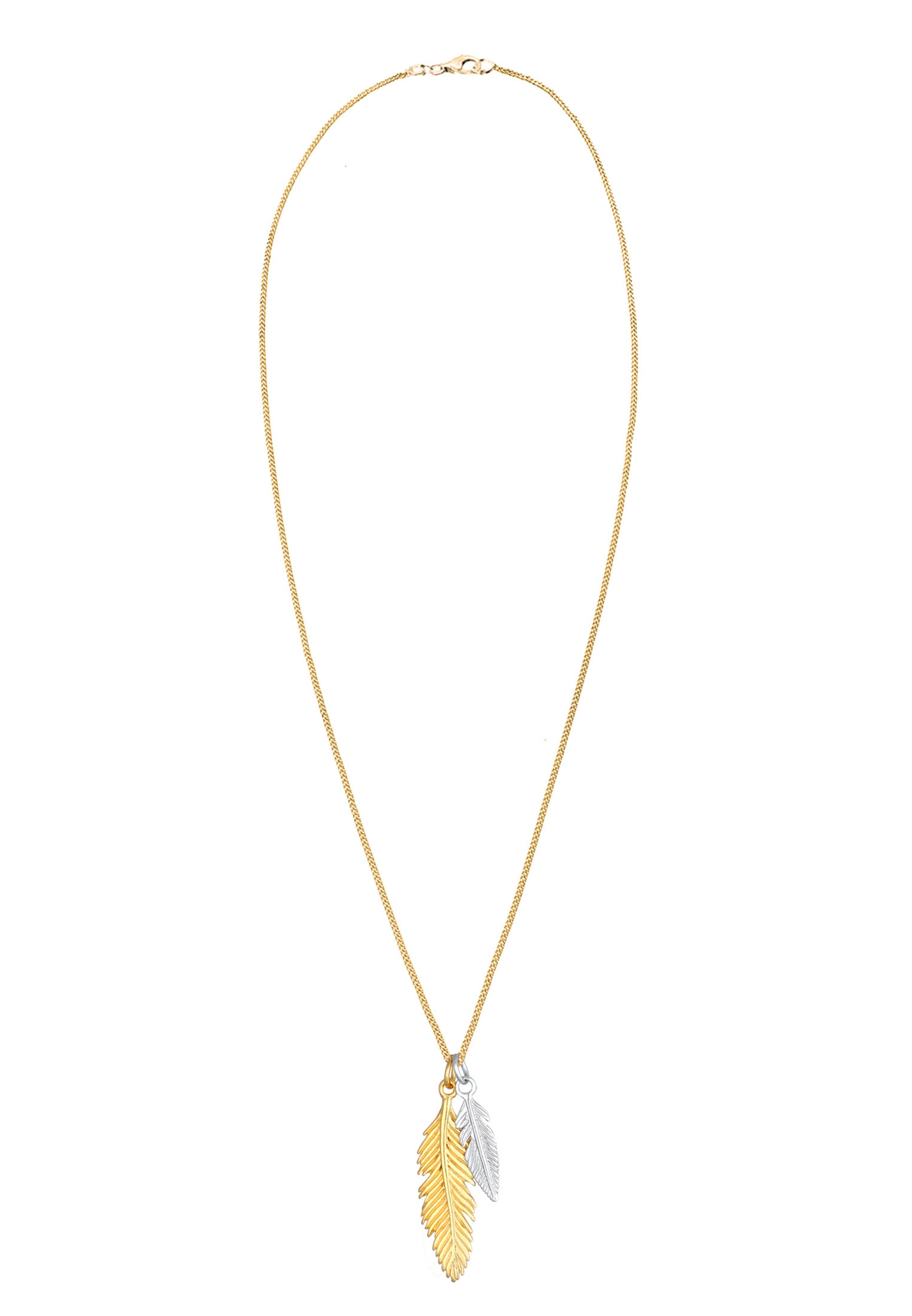 ELLI Halskette Bi Color_Tri Color, Feder in Gold: Vorderseite