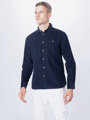 KnowledgeCotton Apparel Regular fit Overhemd in Blauw: voorkant