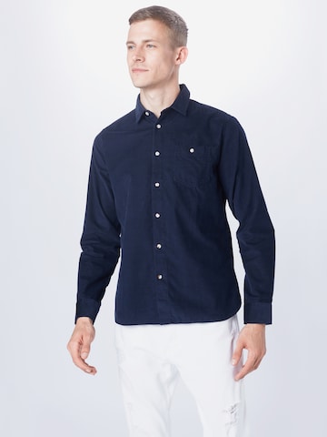 KnowledgeCotton Apparel Regular Fit Hemd (GOTS) in Blau: predná strana