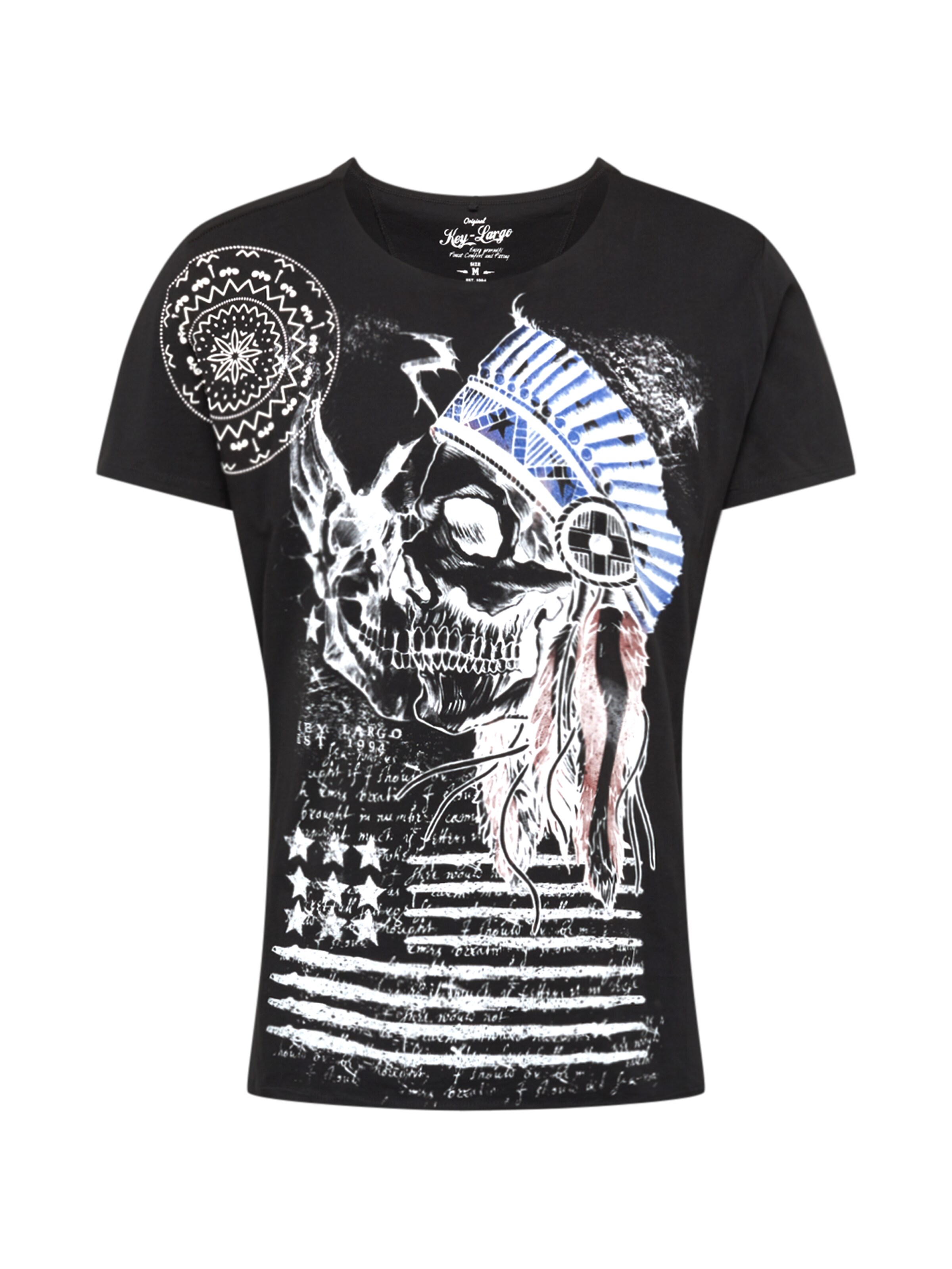 Key Largo - Shirt 'MT INDIAN SKULL round' in de kleur Zwart