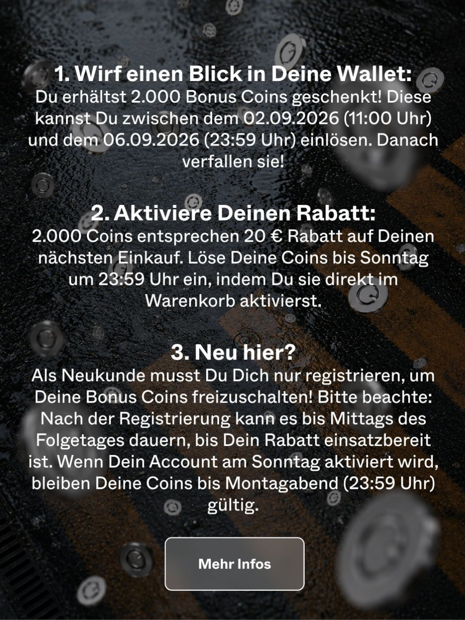 Wir haben Deine Wallet mit 2.000 Coins gefüllt Lass es Coins regnen
