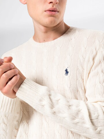 Polo Ralph Lauren Regularny krój Sweter 'LS CABLE CN-LONG SLEEVE-SWEATER' w kolorze beżowy