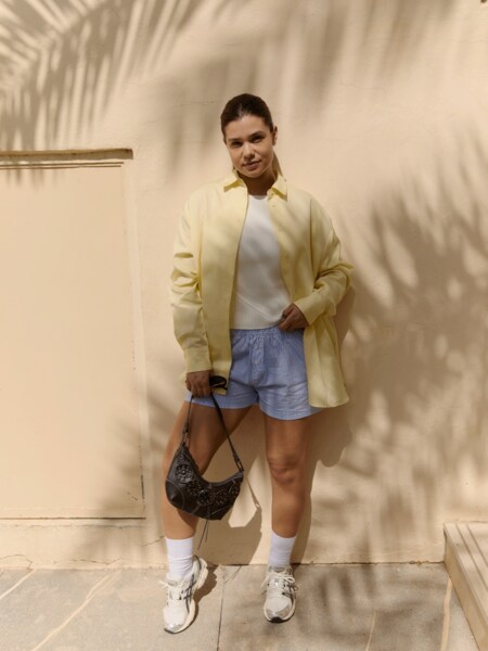 Carla T. - Comfy Yellow Blue Pastel Look by ASICS