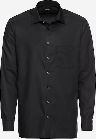 OLYMP Button Up Shirt 'Luxor Uni Pop' in Black: front