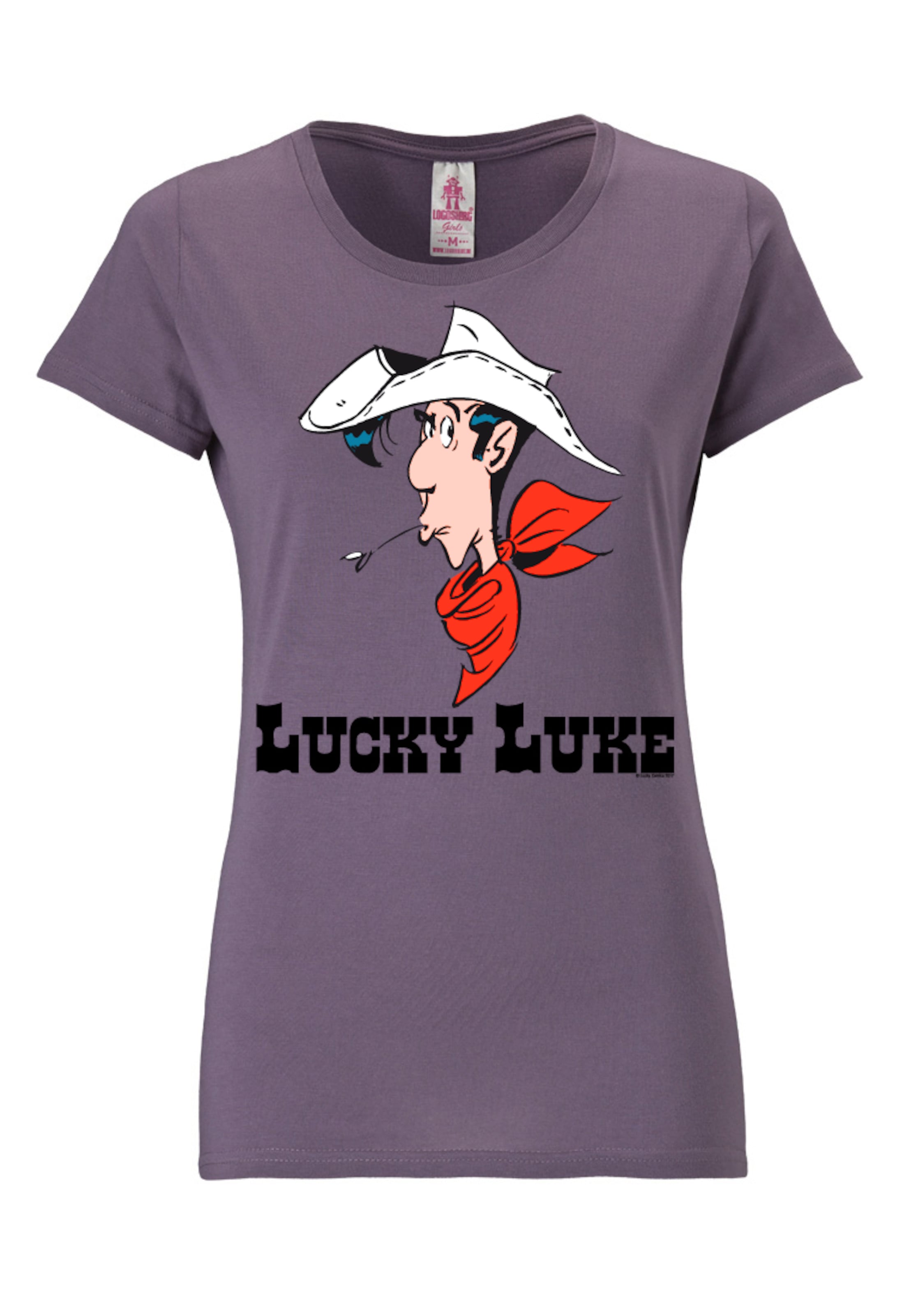 LOGOSHIRT Shirt 'Lucky Luke Portrait' in Lila: voorkant