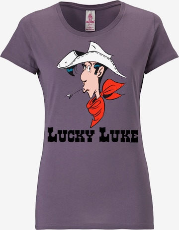 LOGOSHIRT T-Shirt 'Lucky Luke Portrait' in Lila: predná strana