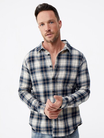 DAN FOX APPAREL Regular fit Button Up Shirt 'Thies' in Blue: front