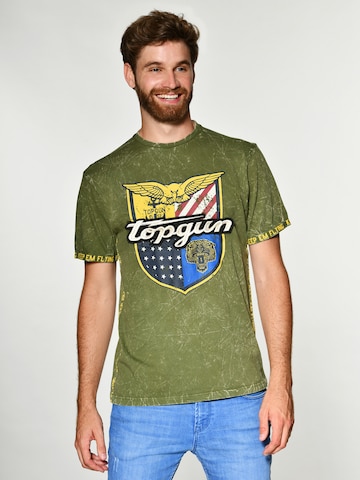 TOP GUN Shirt ' Insignia ' in Green: front