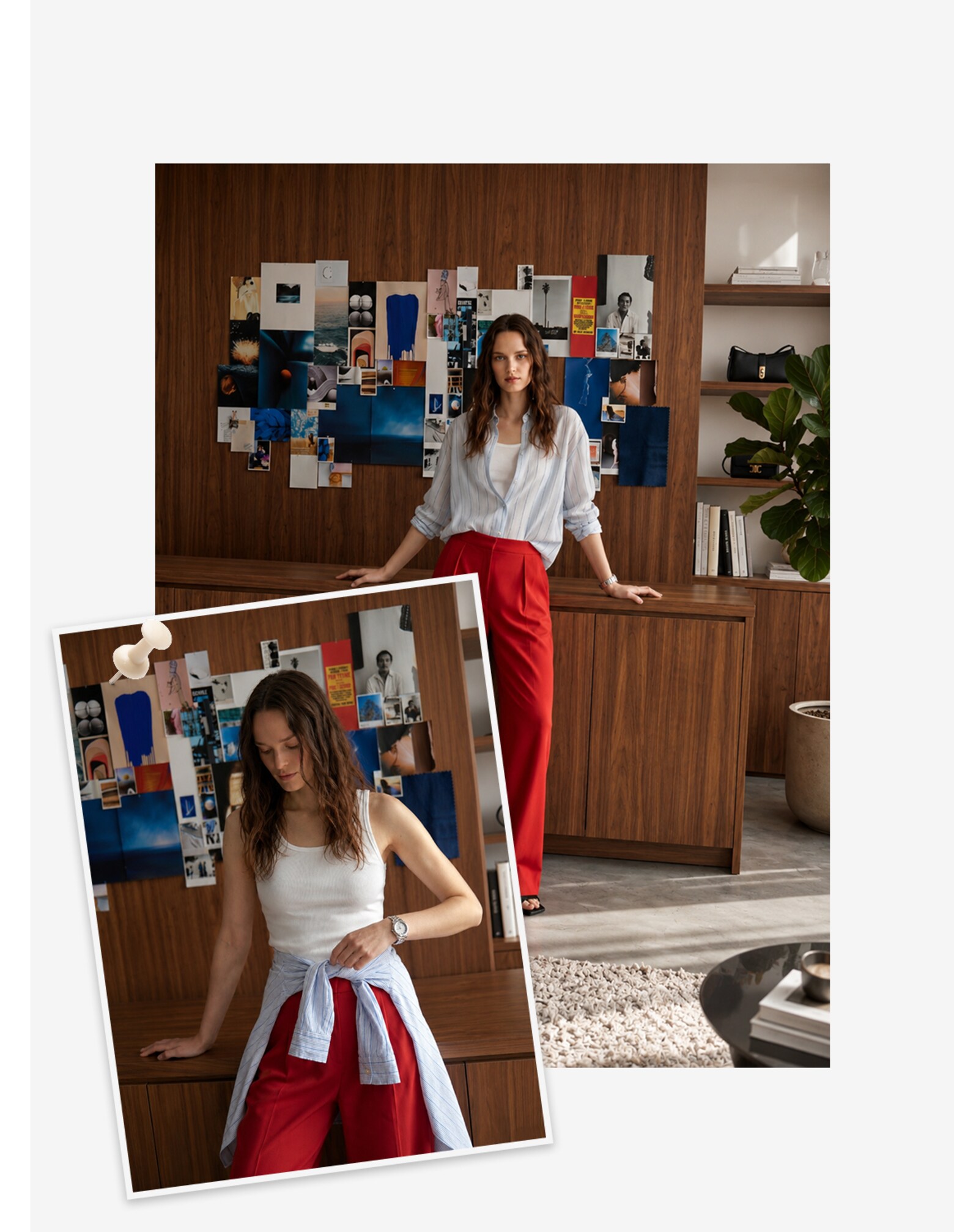 The AY Style Collective - Red Trousers & Stripe Shirt Look
