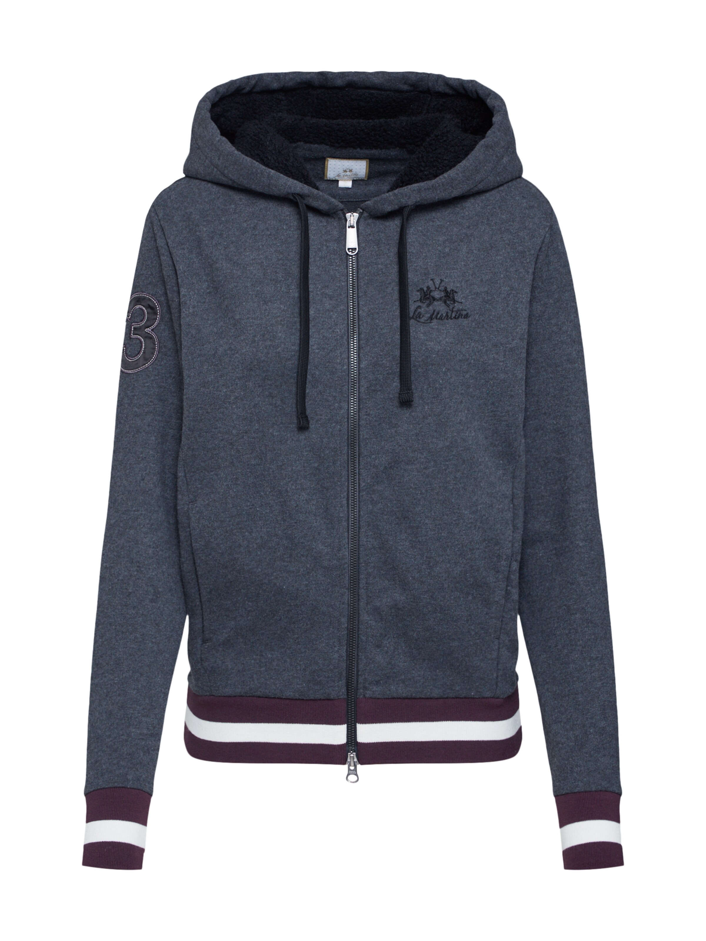 La Martina - Sweatvest 'WOMAN COTTON FLEECE' in de kleur Grijs