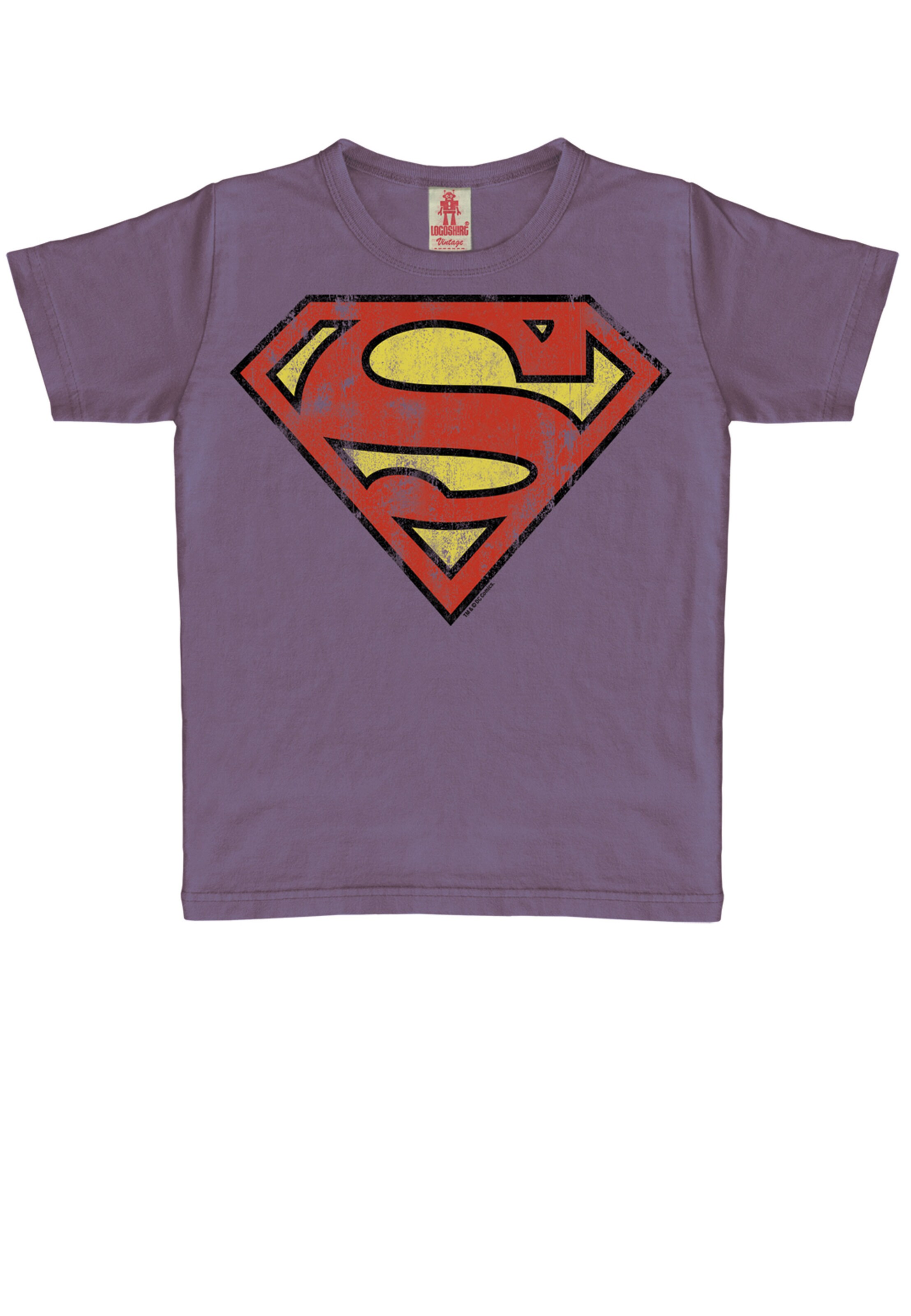 LOGOSHIRT Shirt 'Superman Logo' in Purple: front