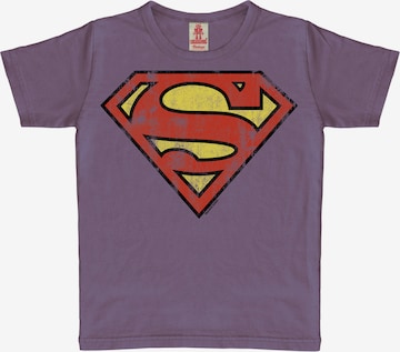 LOGOSHIRT Shirt 'Superman Logo' in Lila: voorkant