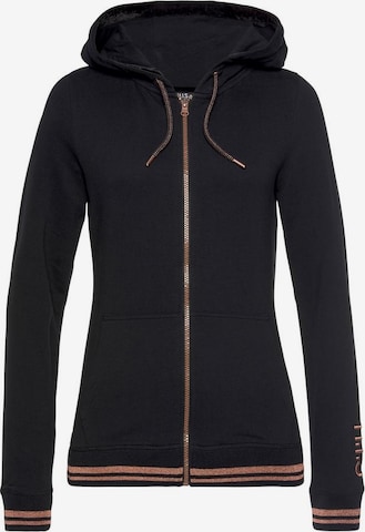 H.I.S Zip-Up Hoodie in Black: front