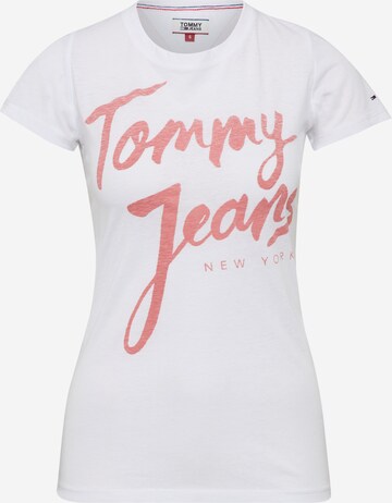Tommy Jeans Shirt 'Script' in Wit: voorkant