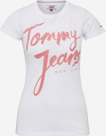 Tommy Jeans T-Shirt 'Script' in Weiß: predná strana