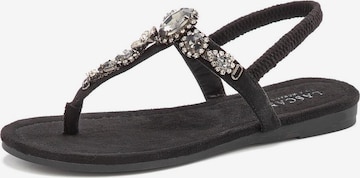 LASCANA T-Bar Sandals in Black: front