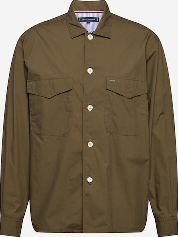 TOMMY HILFIGER - Regular Fit Camisa 'Officer' em verde: frente