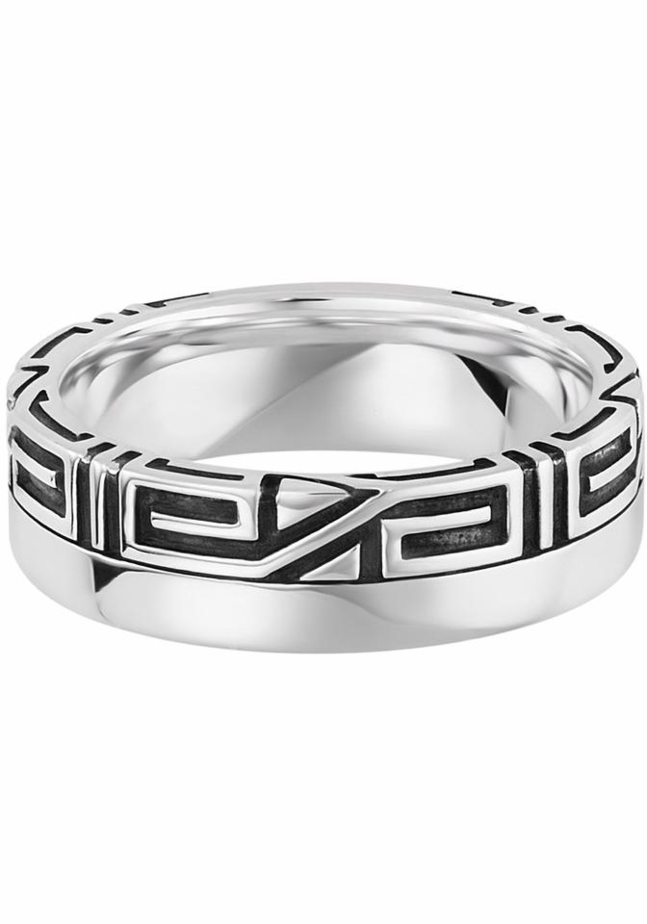 Bague 'black meander' caï en argent : devant