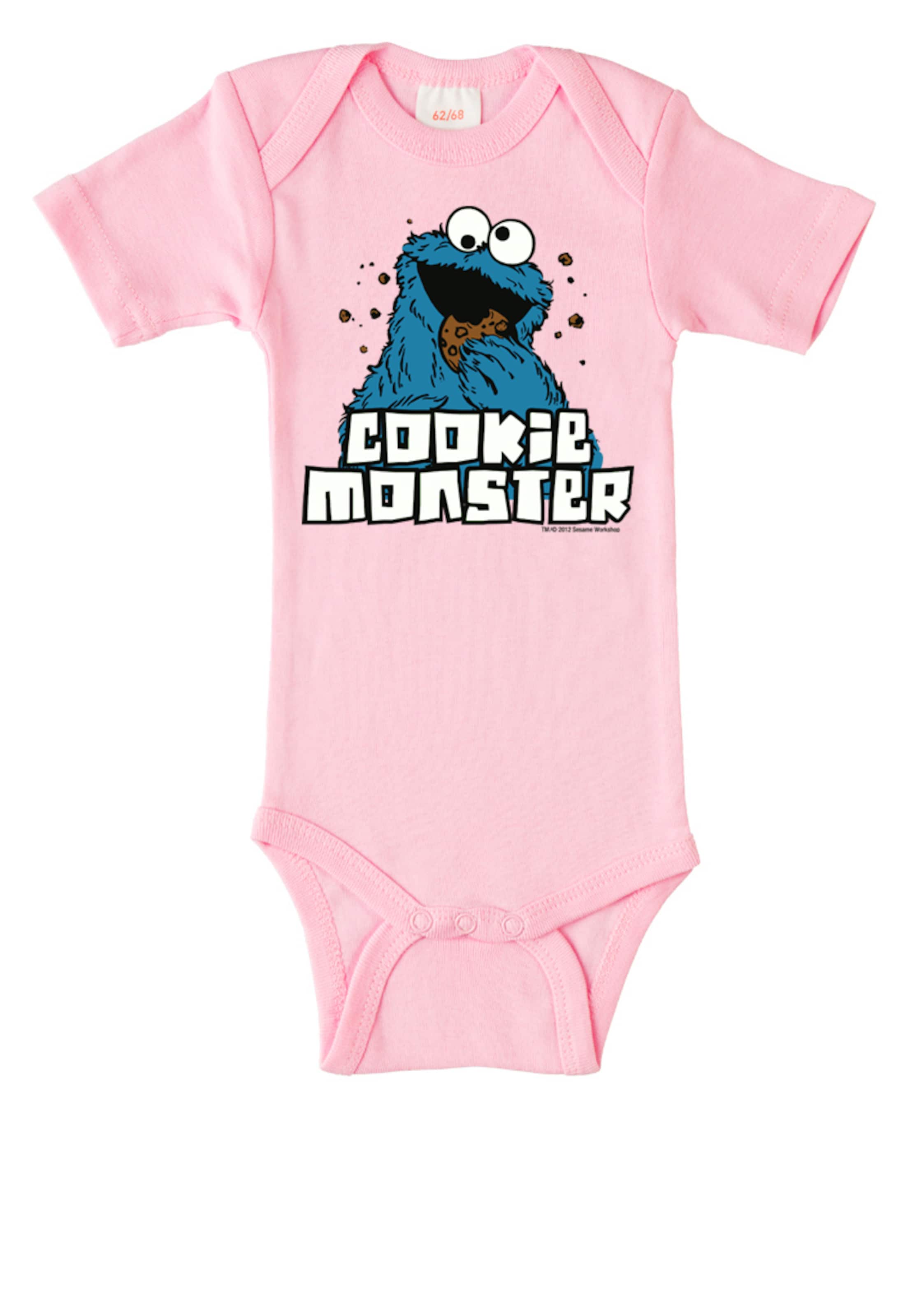 LOGOSHIRT Baby-Body 'Krümelmonster' in Pink: Vorderseite